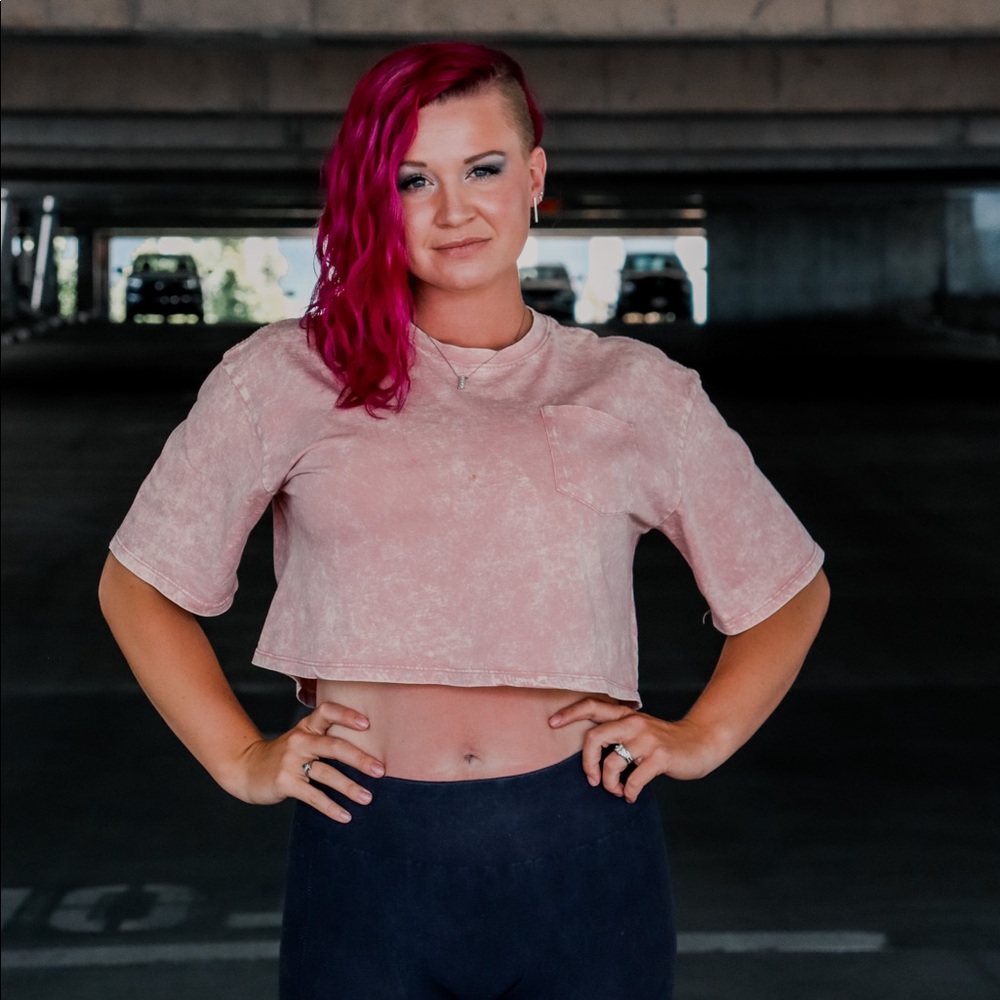 Mauve/Pink Washed Out Crop Top